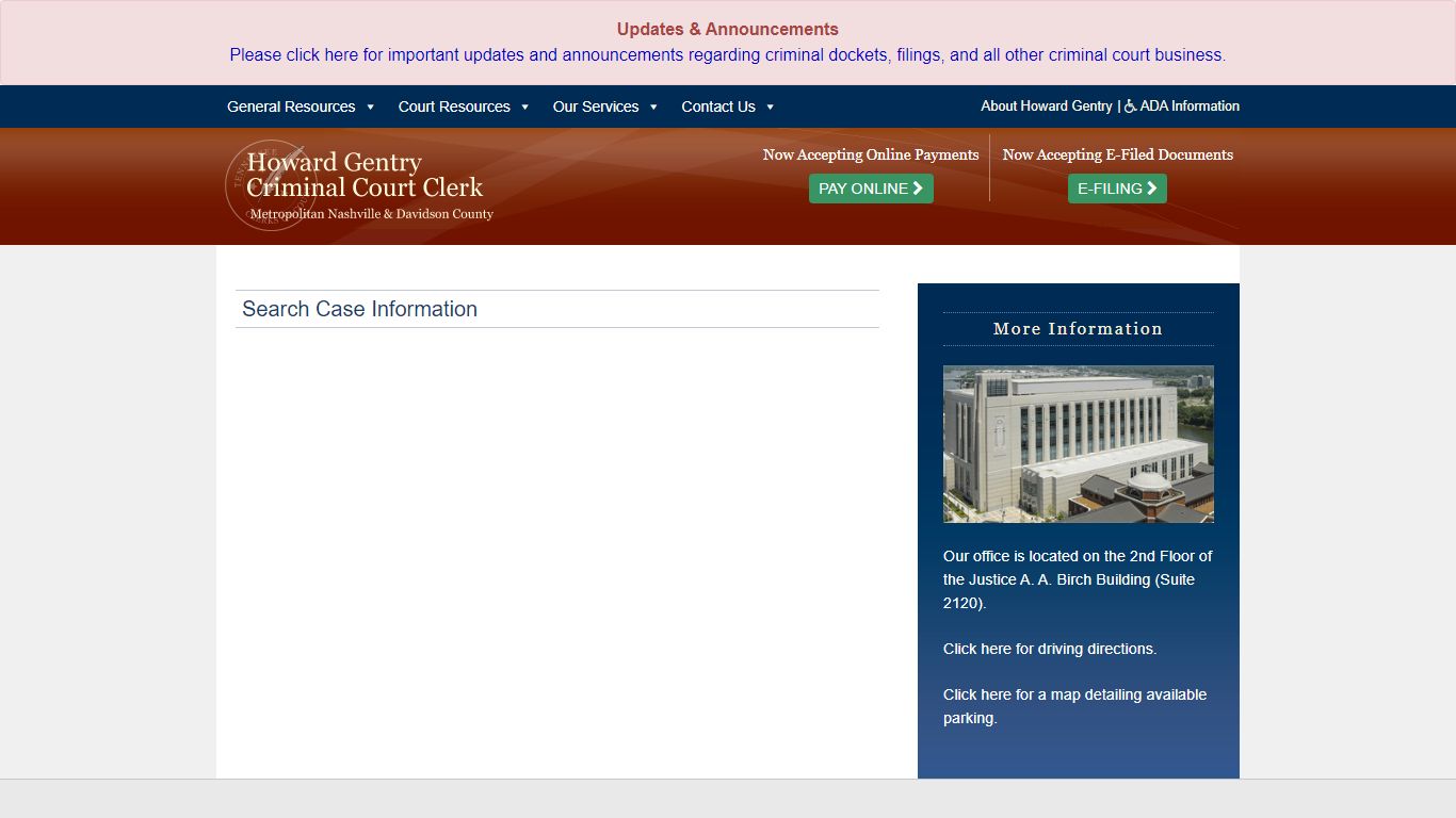 Search Case Information | Criminal Court Clerk of ... - Nashville